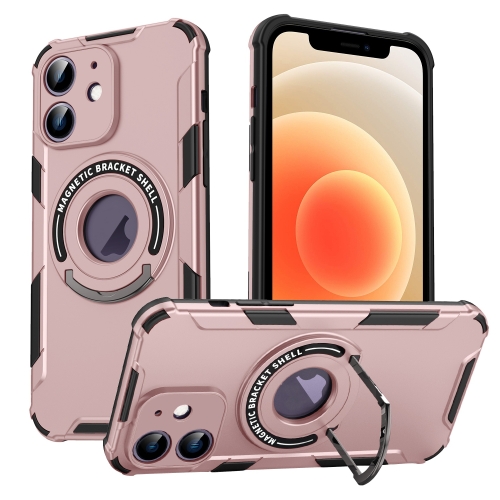

For iPhone 12 MagSafe Magnetic Holder Phone Case(Pink)