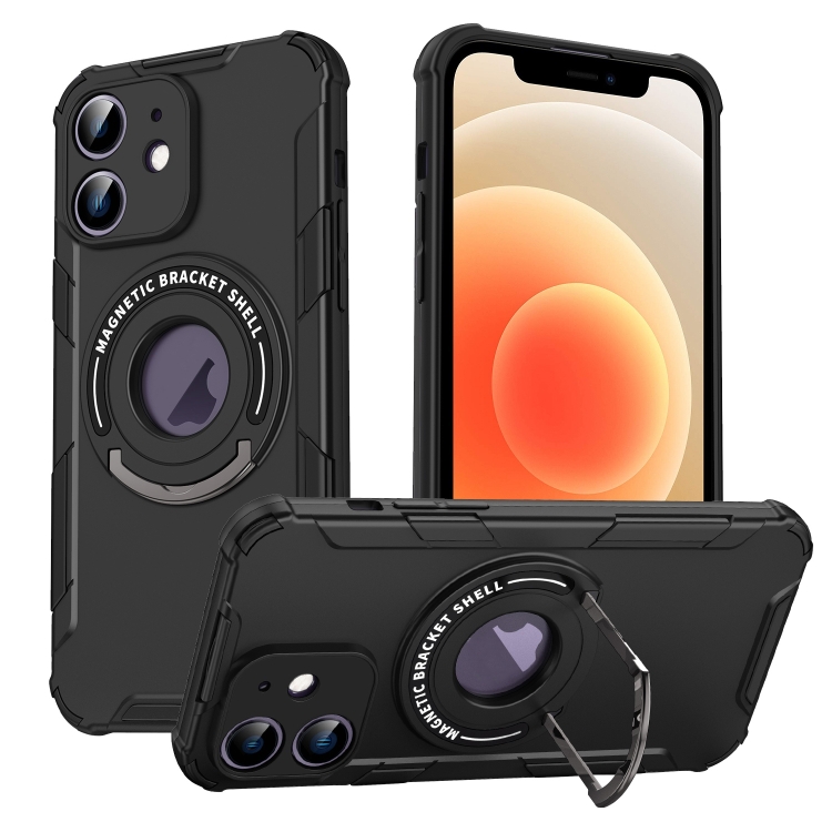 

For iPhone 12 Pro MagSafe Magnetic Holder Phone Case(Black)