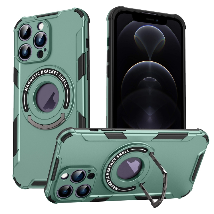 

For iPhone 12 Pro Max MagSafe Magnetic Holder Phone Case(Green)
