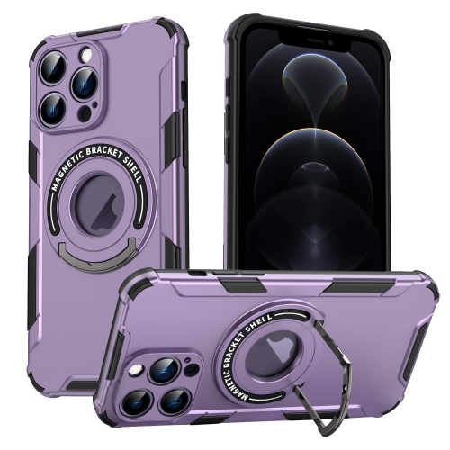 

For iPhone 12 Pro Max MagSafe Magnetic Holder Phone Case(Purple)