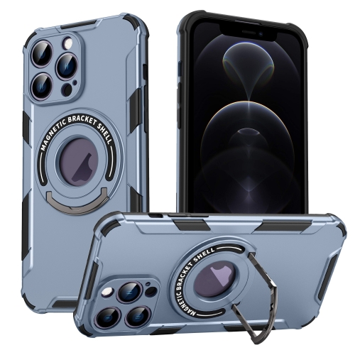 

For iPhone 12 Pro Max MagSafe Magnetic Holder Phone Case(Blue)