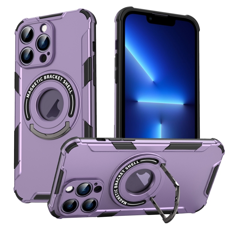 

For iPhone 13 Pro MagSafe Magnetic Holder Phone Case(Purple)