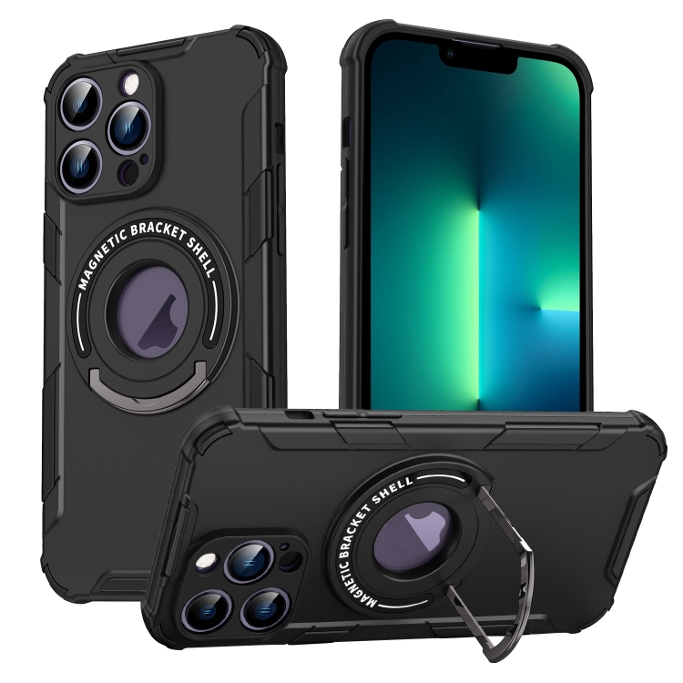 

For iPhone 13 Pro Max MagSafe Magnetic Holder Phone Case(Black)