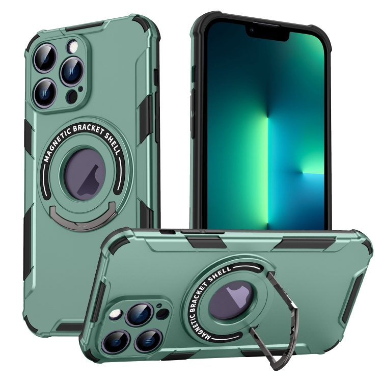 

For iPhone 13 Pro Max MagSafe Magnetic Holder Phone Case(Green)