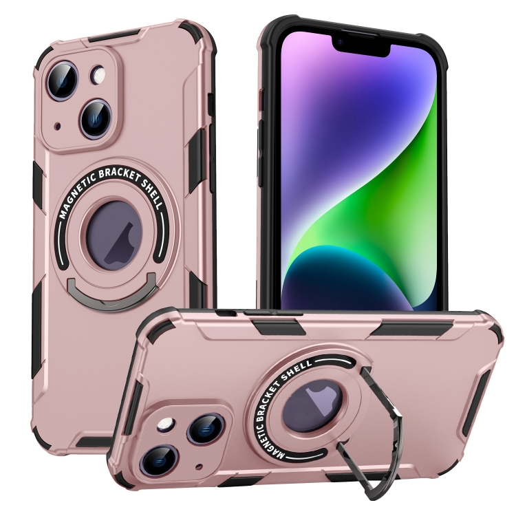 

For iPhone 14 MagSafe Magnetic Holder Phone Case(Pink)