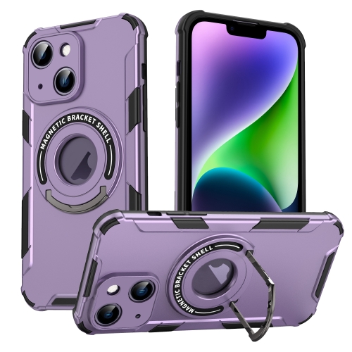 

For iPhone 14 MagSafe Magnetic Holder Phone Case(Purple)