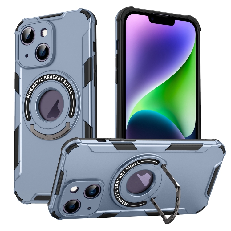 

For iPhone 14 MagSafe Magnetic Holder Phone Case(Blue)