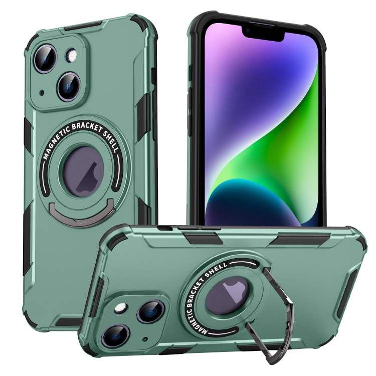 

For iPhone 14 Plus MagSafe Magnetic Holder Phone Case(Green)