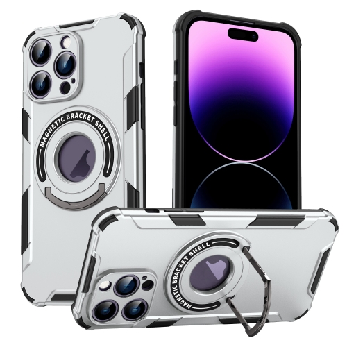 

For iPhone 14 Pro MagSafe Magnetic Holder Phone Case(Grey)