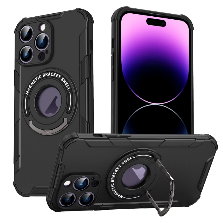 

For iPhone 14 Pro Max MagSafe Magnetic Holder Phone Case(Black)