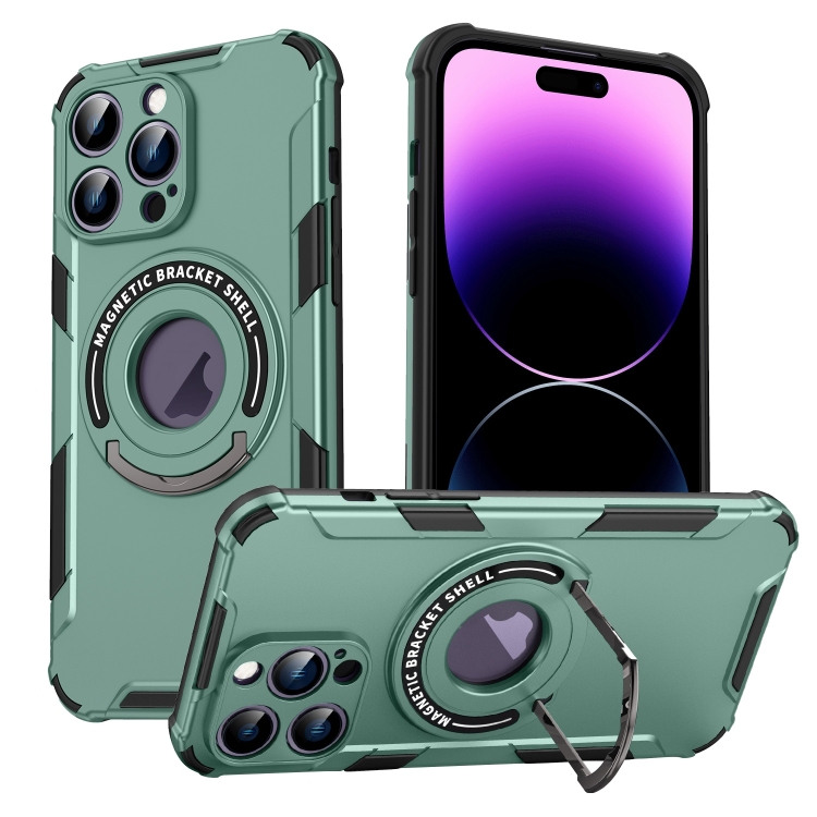 

For iPhone 14 Pro Max MagSafe Magnetic Holder Phone Case(Green)