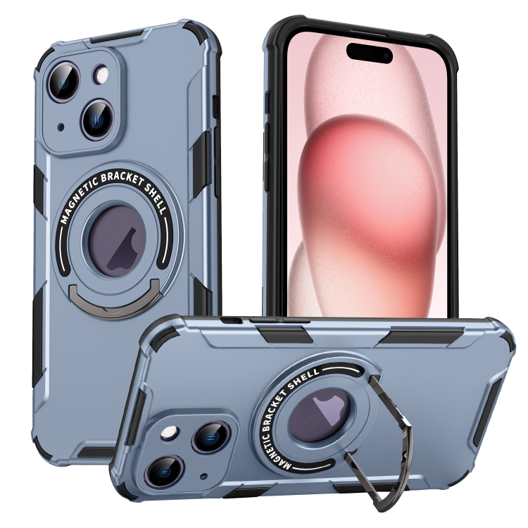 

For iPhone 15 MagSafe Magnetic Holder Phone Case(Blue)