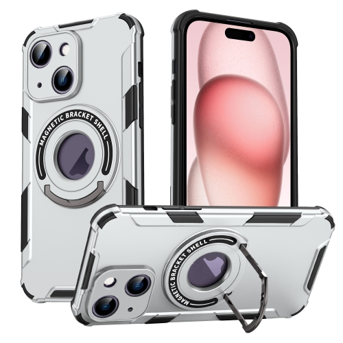 

For iPhone 15 Plus MagSafe Magnetic Holder Phone Case(Grey)