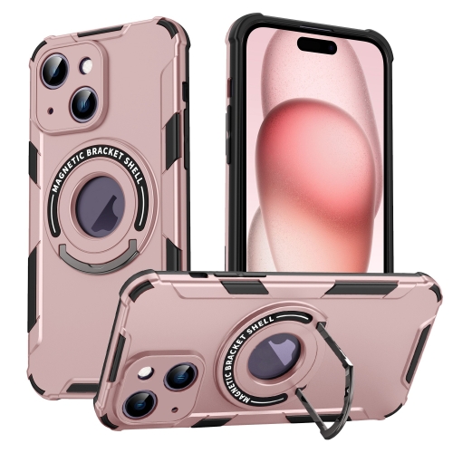 

For iPhone 15 Plus MagSafe Magnetic Holder Phone Case(Pink)