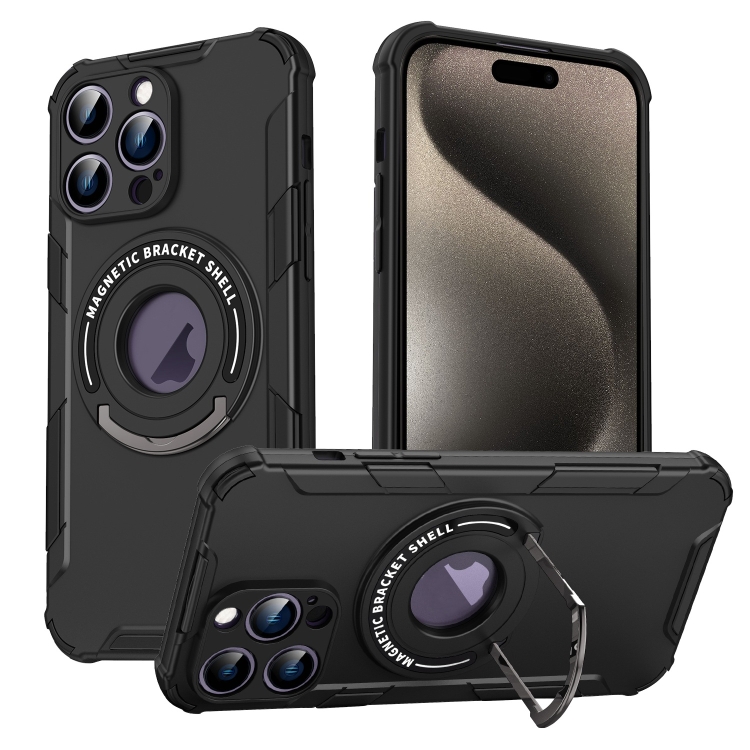 

For iPhone 15 Pro MagSafe Magnetic Holder Phone Case(Black)