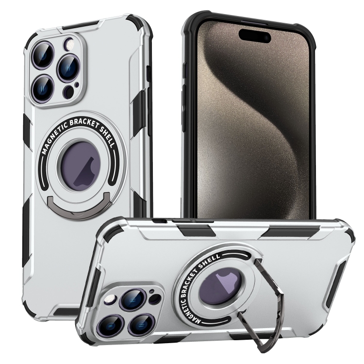 

For iPhone 15 Pro Max MagSafe Magnetic Holder Phone Case(Grey)