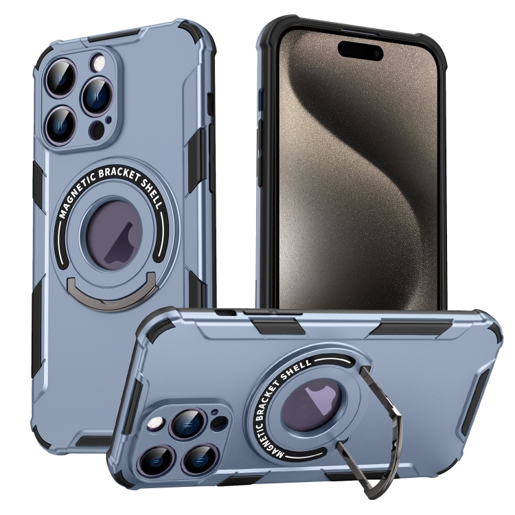 

For iPhone 15 Pro Max MagSafe Magnetic Holder Phone Case(Blue)