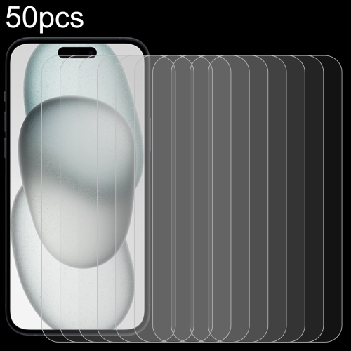 For iPhone 15 / 15 Pro 50pcs 0.26mm 9H 2.5D Tempered Glass Film защитное стекло red line tempered glass для смартфона iphone 14 plus прозрачное ут000032386