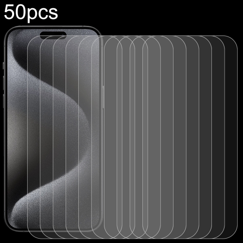 For iPhone 15 Plus / 15 Pro Max 50pcs 0.26mm 9H 2.5D Tempered Glass Film защитное стекло red line tempered glass для смартфона iphone 14 прозрачное ут000032385