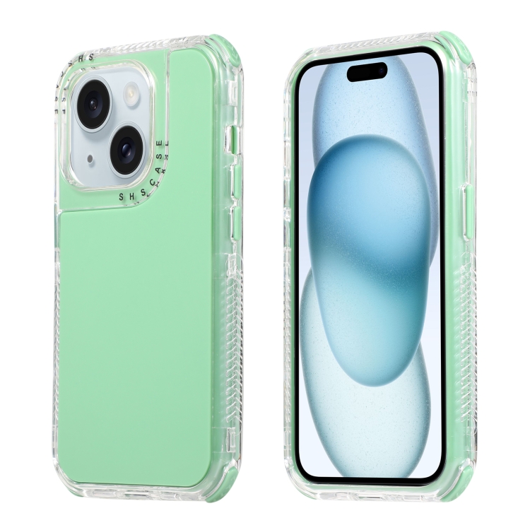 

For iPhone 15 Dreamland 3 in 1 Solid Color Transparent Frame PC + TPU Phone Case(Green)