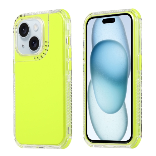 

For iPhone 15 Plus Dreamland 3 in 1 Solid Color Transparent Frame PC + TPU Phone Case(Fluorescent Green)