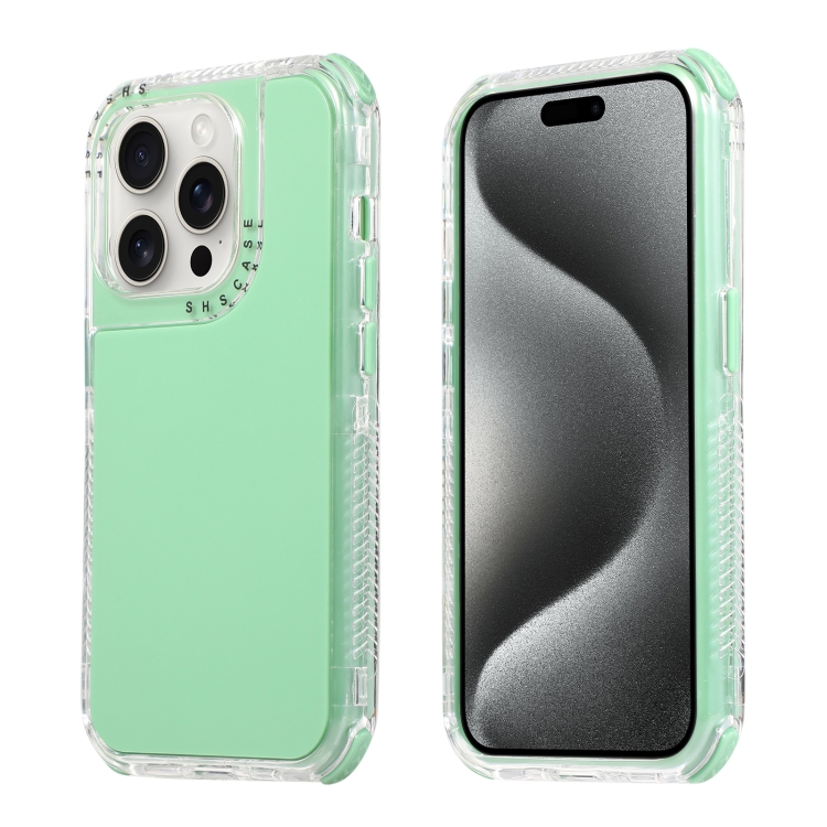 

For iPhone 15 Pro Dreamland 3 in 1 Solid Color Transparent Frame PC + TPU Phone Case(Green)
