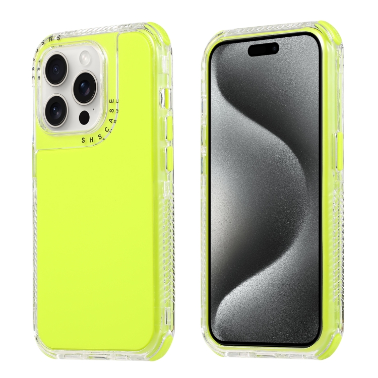 

For iPhone 15 Pro Dreamland 3 in 1 Solid Color Transparent Frame PC + TPU Phone Case(Fluorescent Green)