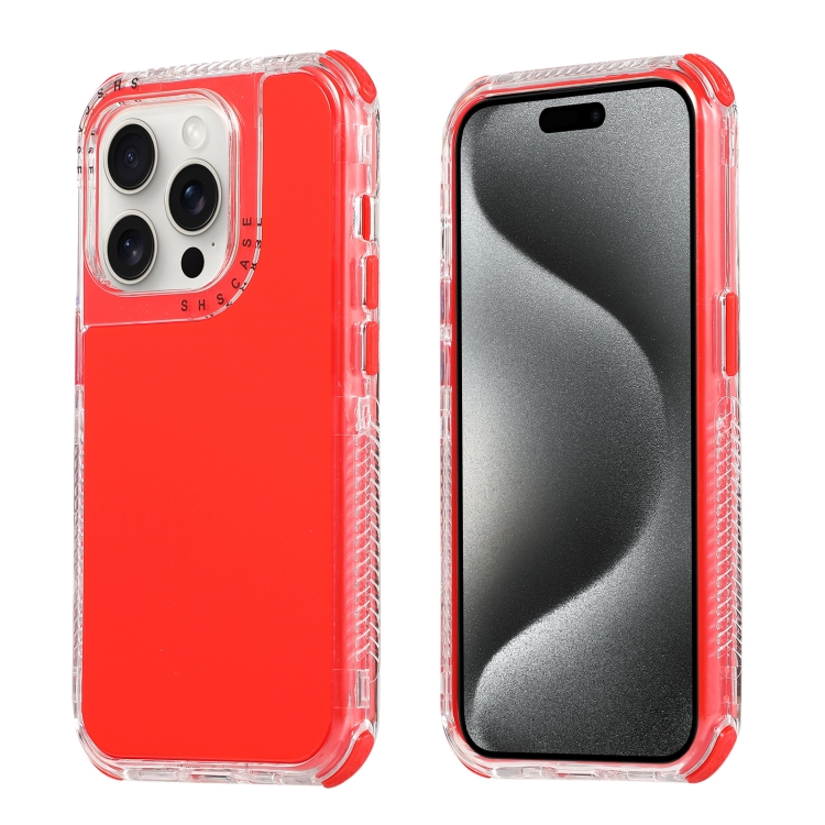 

For iPhone 15 Pro Max Dreamland 3 in 1 Solid Color Transparent Frame PC + TPU Phone Case(Red)