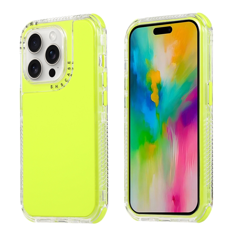 

For iPhone 16 Pro Dreamland 3 in 1 Solid Color Transparent Frame PC + TPU Phone Case(Fluorescent Green)
