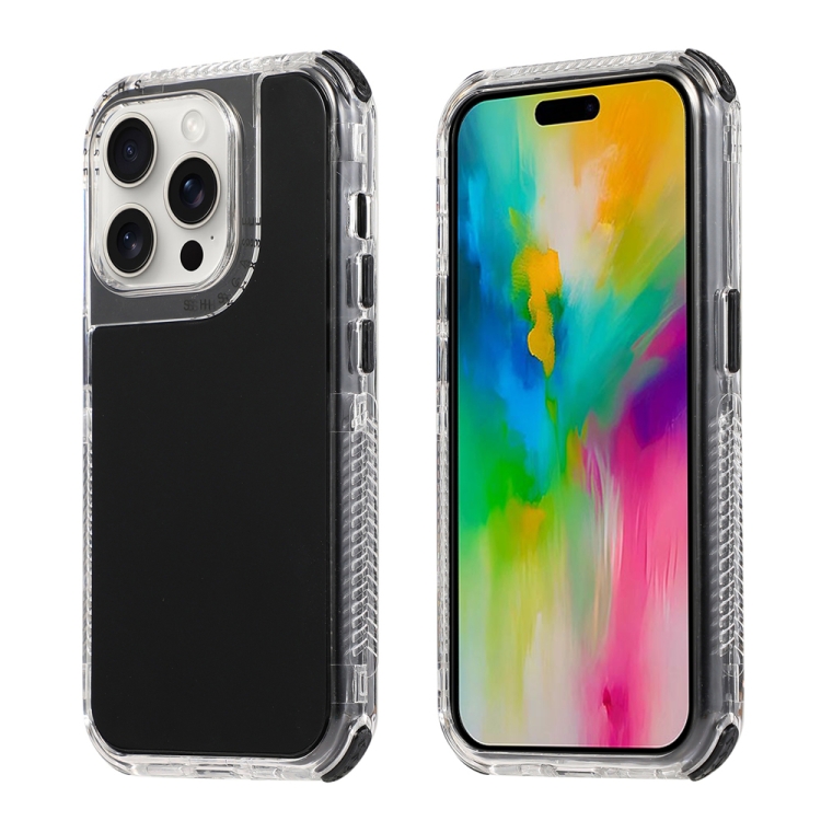 

For iPhone 16 Pro Dreamland 3 in 1 Solid Color Transparent Frame PC + TPU Phone Case(Black)