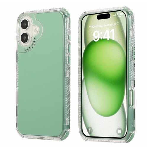 

For iPhone 16 Plus Dreamland 3 in 1 Solid Color Transparent Frame PC + TPU Phone Case(Green)