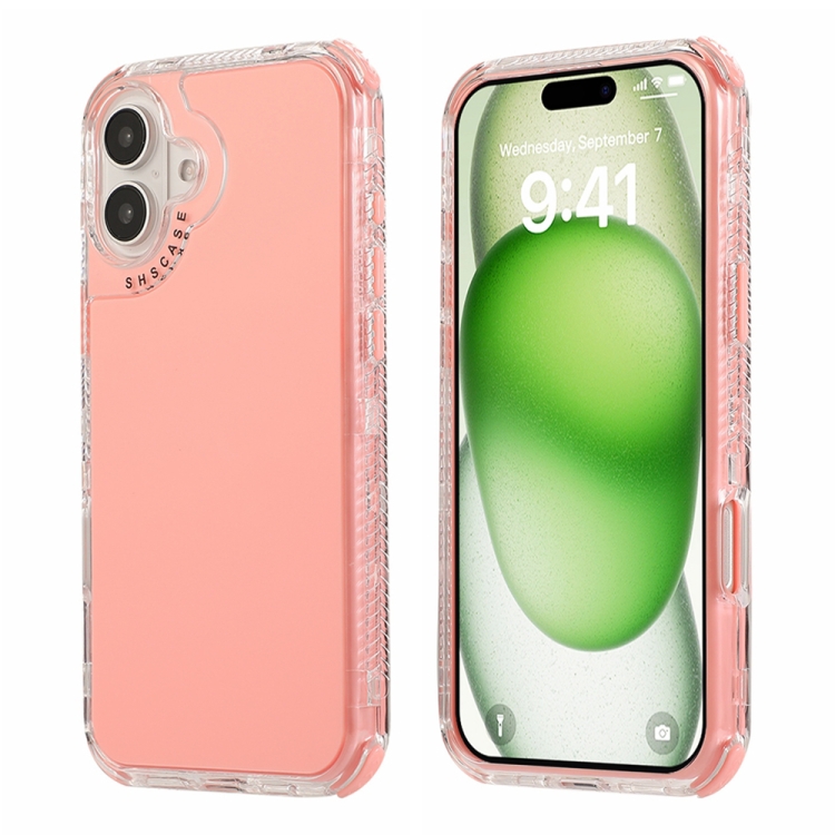 

For iPhone 16 Plus Dreamland 3 in 1 Solid Color Transparent Frame PC + TPU Phone Case(Pink)