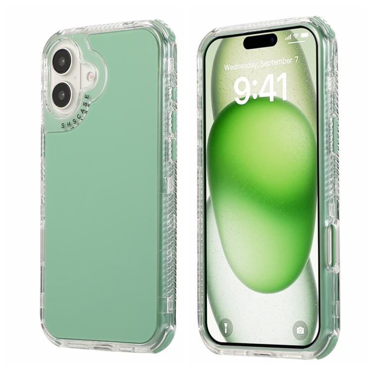 

For iPhone 16 Dreamland 3 in 1 Solid Color Transparent Frame PC + TPU Phone Case(Green)