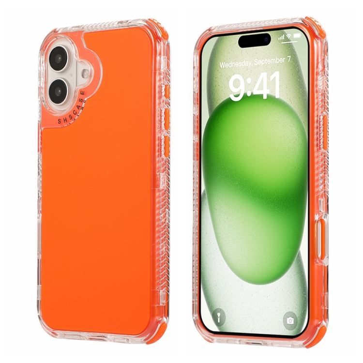 

For iPhone 16 Dreamland 3 in 1 Solid Color Transparent Frame PC + TPU Phone Case(Orange)