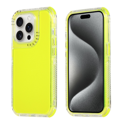 

For iPhone 15 Pro Max Dreamland 3 in 1 Clear Color Transparent Frame PC + TPU Phone Case(Fluorescent Green)