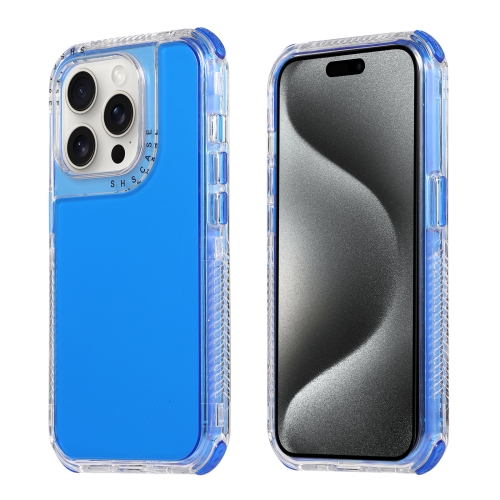 

For iPhone 15 Pro Dreamland 3 in 1 Clear Color Transparent Frame PC + TPU Phone Case(Blue)