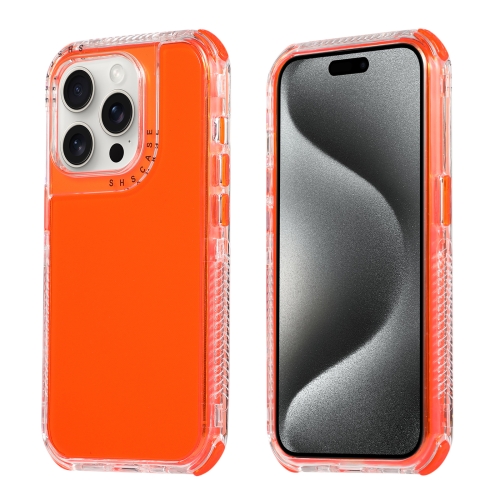 For iPhone 15 Pro Dreamland 3 in 1 Clear Color Transparent Frame PC + TPU Phone Case(Orange)