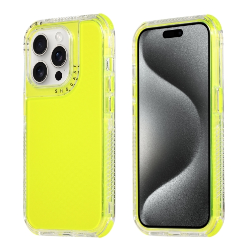 

For iPhone 15 Pro Dreamland 3 in 1 Clear Color Transparent Frame PC + TPU Phone Case(Fluorescent Green)