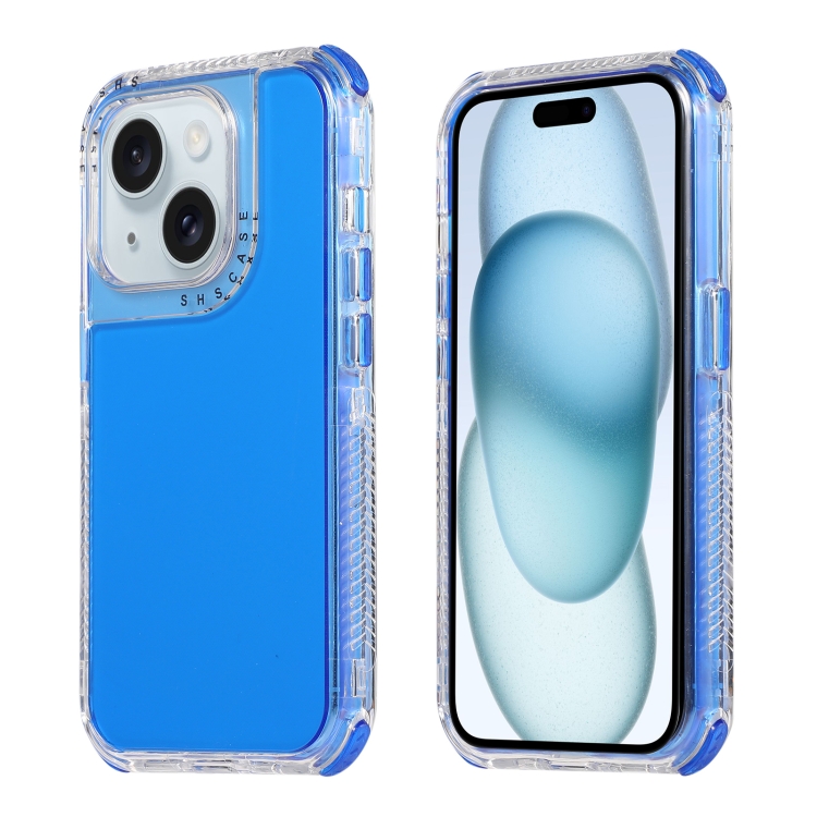 

For iPhone 15 Dreamland 3 in 1 Clear Color Transparent Frame PC + TPU Phone Case(Blue)