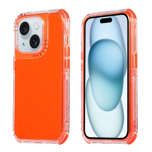 For iPhone 15 Dreamland 3 in 1 Clear Color Transparent Frame PC + TPU Phone Case(Orange) outdoor bubble lawn inflatable dome camping tent clear good show tens factory price inflatable transparent tent from china