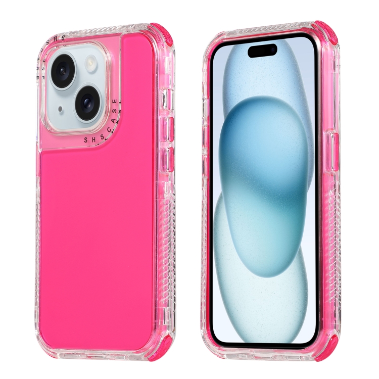 

For iPhone 15 Dreamland 3 in 1 Clear Color Transparent Frame PC + TPU Phone Case(Rose Red)