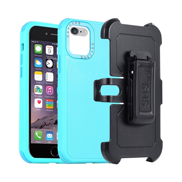 

For iPhone 6 / 7 / 8 / SE 2020 3 in 1 PC + TPU Sliding Sleeve Phone Case(Blue+Sky Blue)