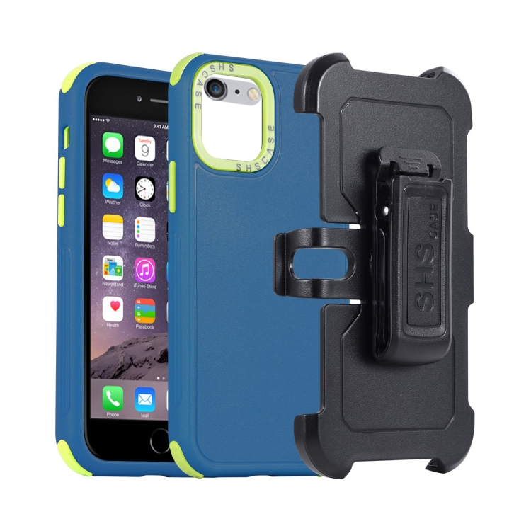 

For iPhone 6 Plus / 7 Plus / 8 Plus 3 in 1 PC + TPU Sliding Sleeve Phone Case(Blue+Green)