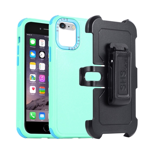 

For iPhone 6 Plus / 7 Plus / 8 Plus 3 in 1 PC + TPU Sliding Sleeve Phone Case(Grass Green+Sky Blue)