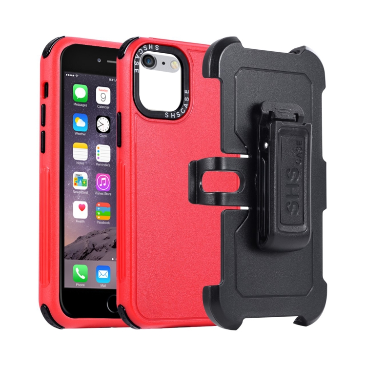 

For iPhone 6 Plus / 7 Plus / 8 Plus 3 in 1 PC + TPU Sliding Sleeve Phone Case(Red+Black)
