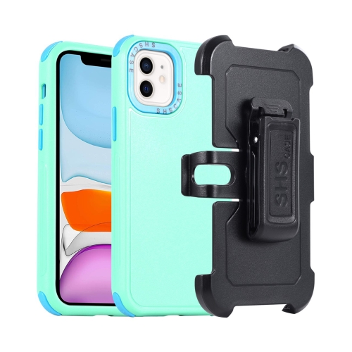 

For iPhone 11 3 in 1 PC + TPU Sliding Sleeve Phone Case(Grass Green+Sky Blue)