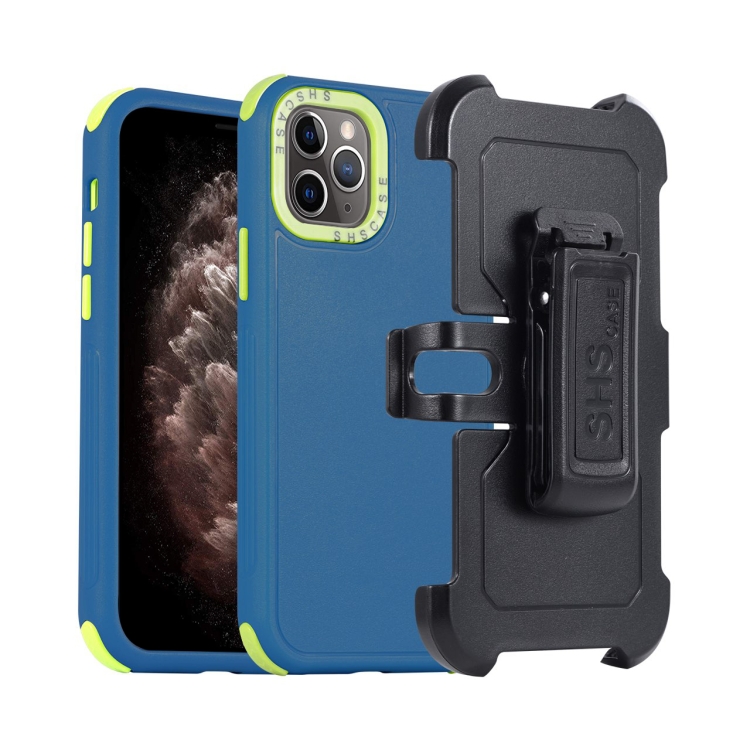 

For iPhone 11 Pro Max 3 in 1 PC + TPU Sliding Sleeve Phone Case(Blue+Green)