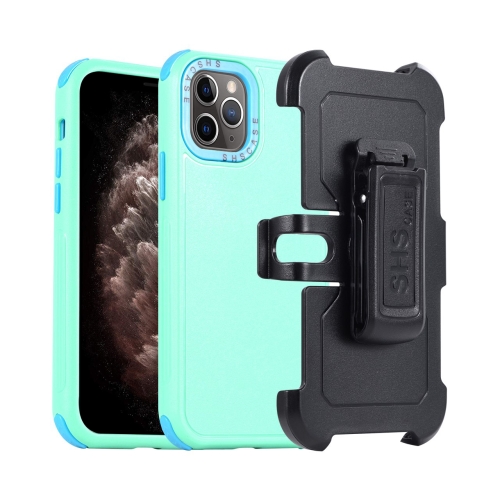 

For iPhone 11 Pro Max 3 in 1 PC + TPU Sliding Sleeve Phone Case(Grass Green+Sky Blue)