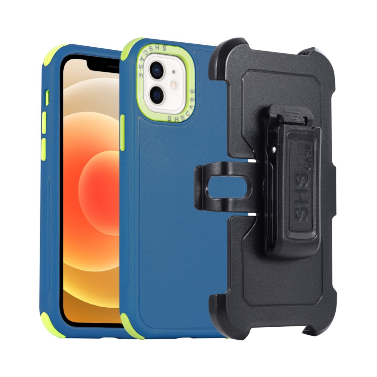 

For iPhone 12 3 in 1 PC + TPU Sliding Sleeve Phone Case(Blue+Green)