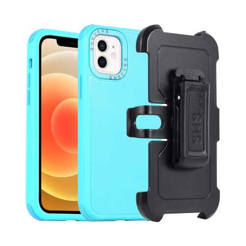 

For iPhone 12 3 in 1 PC + TPU Sliding Sleeve Phone Case(Blue+Sky Blue)
